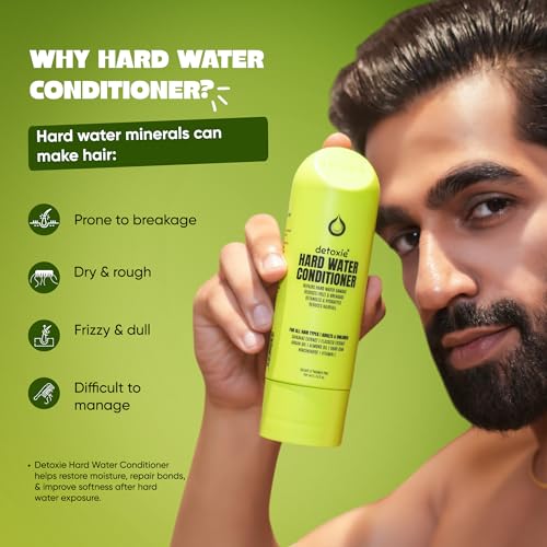 Image of Detoxie Hard Water Conditioner 200 ml | Adults & Children | Softens & Repairs Mineral-Damaged Hair | Reduces Frizz & Breakage | All Hair Types | Flaxseed, Shikakai & Argan Oil