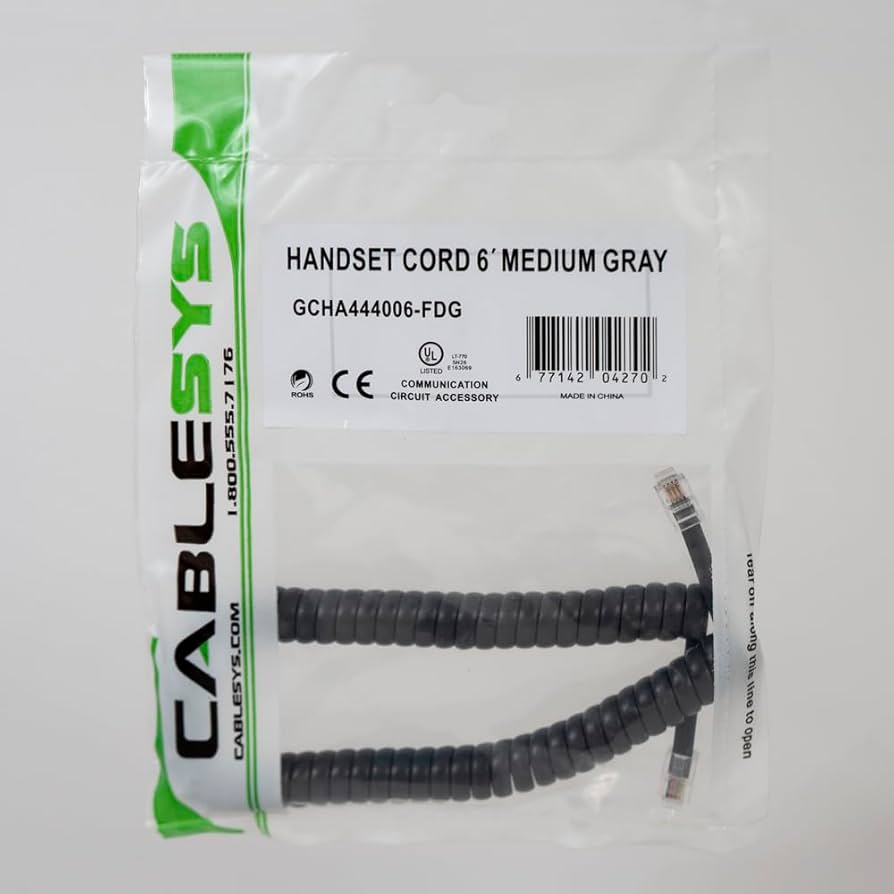 Amazon | GCHA444006-FDG/ 6' Med Gray Handset Cord