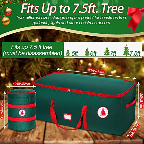 Feerory Large Christmas Tree Storage Bag 2-Pieces Set Heavy Duty Tree Bag Fits Up To 7.5 Ft Tall Christmas Artificial Tree With Durable Handles & Sleek Dual Zipper Waterproof Protects From Moisture & Dust #TOP1