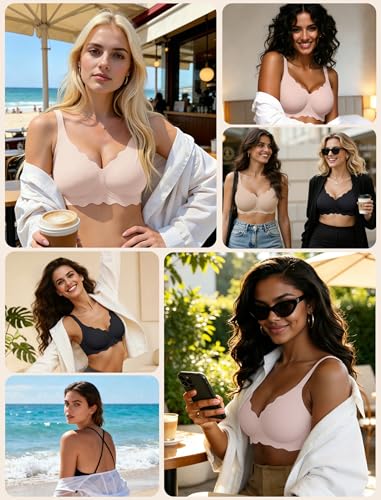 Image of Womens Wireless Jelly Bras No Underwire Support Push Up Removable Straps (U /Cross /Halter) Everyday Sports Bra