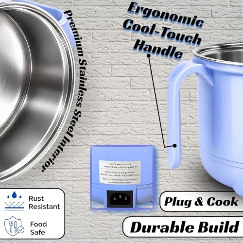 Image of GOODSCITY Multifunctional 3-in-1 Electric Kettle 1.5L| Stainless Steel Pot with Steamer & Egg Tray | Compact Multi Cook,Steam & Boil Veggies, Tea,Coffee, Water,Baby food | 600W |1 Year Warranty |GC201
