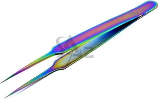 Stainless Steel Jeweler Style Tweezers #5 Multi Titanium Rainbow Color Fine Point (A2Z)