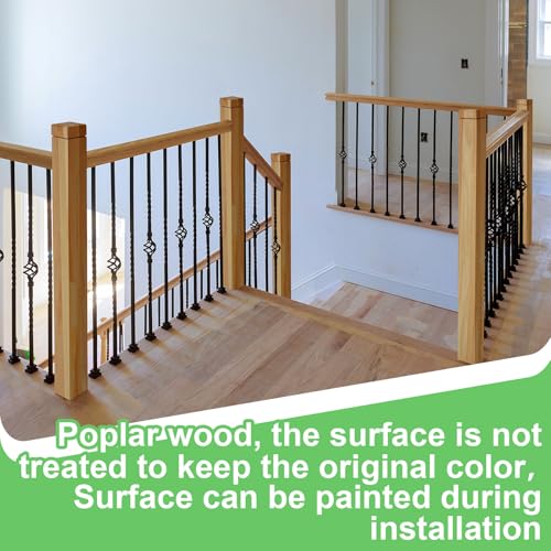 Image of CroBlissful 2 Pcs 3 inch x 3 inch x 48 inch Solid Poplar Stair Newel Post with a Single Groove Notched Newel Wood Balusters for Staircase Interior Railing Newels for Stair Handrails