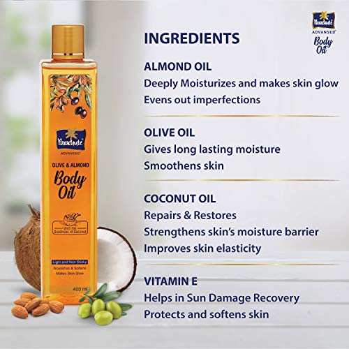 Image of Parachute Advansed Olive & Almond Body Oil For Nourished Glowing Skin, 400 ml