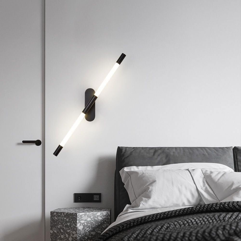 HXYSXHJUO Modern LED Linear Wall Lamp Long Strip Light Acrylic Metal Sconce for Bedroom Bedside Living Room Study Corridor Entryway Stairs Hall Restaurant Mounted Lamp(B,3000K)