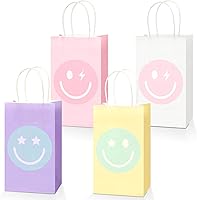 Vista 1 de 16 bolsas de papel de regalo de cara sonriente, suministros de fiesta de preparación, bolsas de dulces pastel, decoración de fiesta de papel kraft