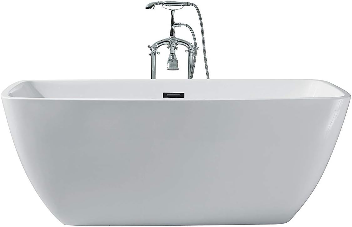 DKB Cascade UB112-6330 Freestanding Acrylic White Bathtub 63" x 30" Inches