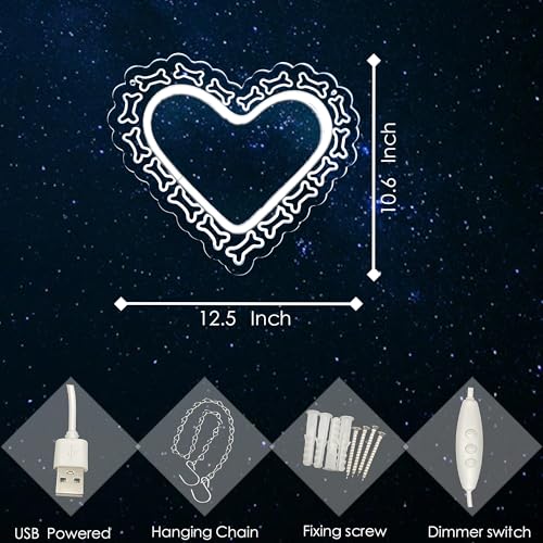 Image of Skeleton Heart Neon Sign for Halloween Party Decor,Halloween Neon Sign Dimmable LED Neon Light Sign for Playroom Light Man Cave Game Room Bar Halloween Gifts