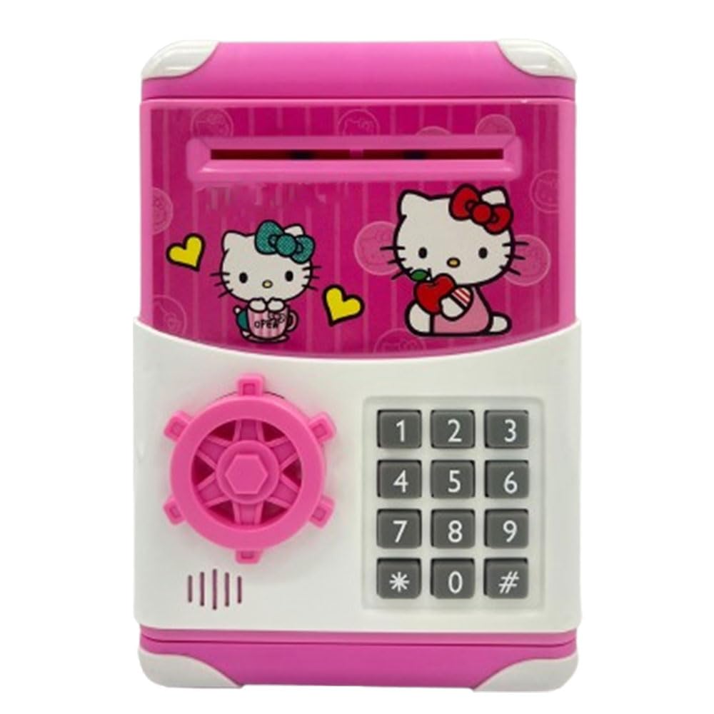 TOY GARDENTrolley Case Piggy Bank Mini ATM Safe: Electronic Money Box for Kids, Coins Cash Deposit, Password Security, Automatic Scroll and Rotary Switch, Fun Toy Gift (WF-3003HK)
