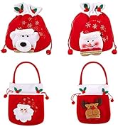 BEEFLYING 4 pièces Sacs de Bonbons de Noël avec Poignée Sacs-Cadeaux en Velours Rouge Sac de Poup...