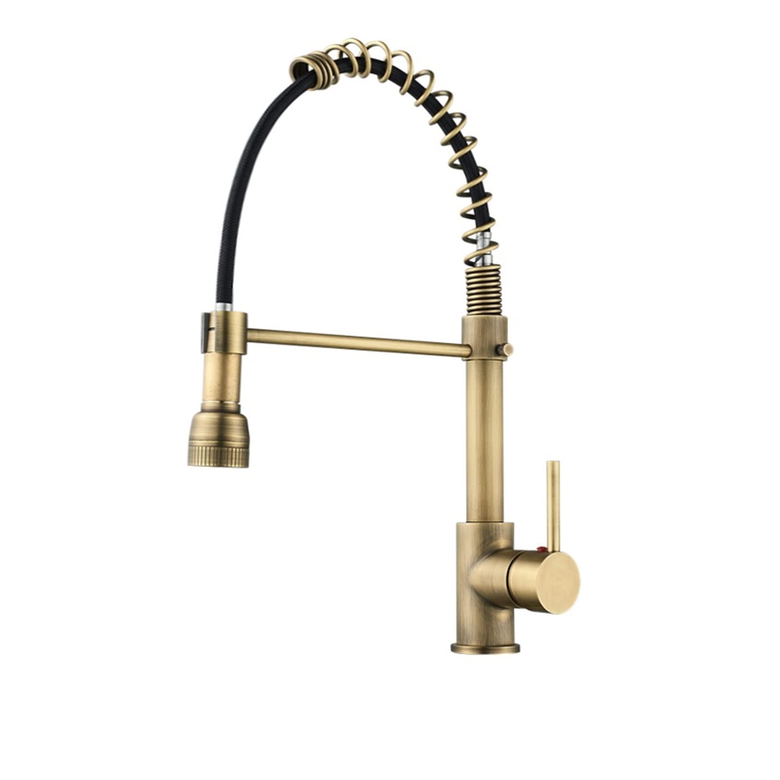 Deck Mounted Flexible Kitchen Faucets Pull Out Mixer Tap Black Hot Cold Faucet Spring Style with Spray Mixers Taps,Precise Control(Antqiue Bronze)