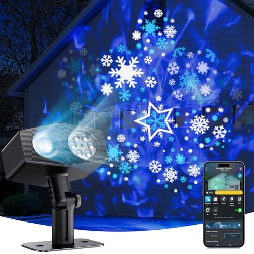Image of Govee Outdoor Decoration Projector Light, Upgraded LED Snowflake Projector, IP67 Waterproof, 180° Rotation, 20 HD Effects & 58 Scene Modes with App Control, Works with Alexa, Google Assistant, Matter