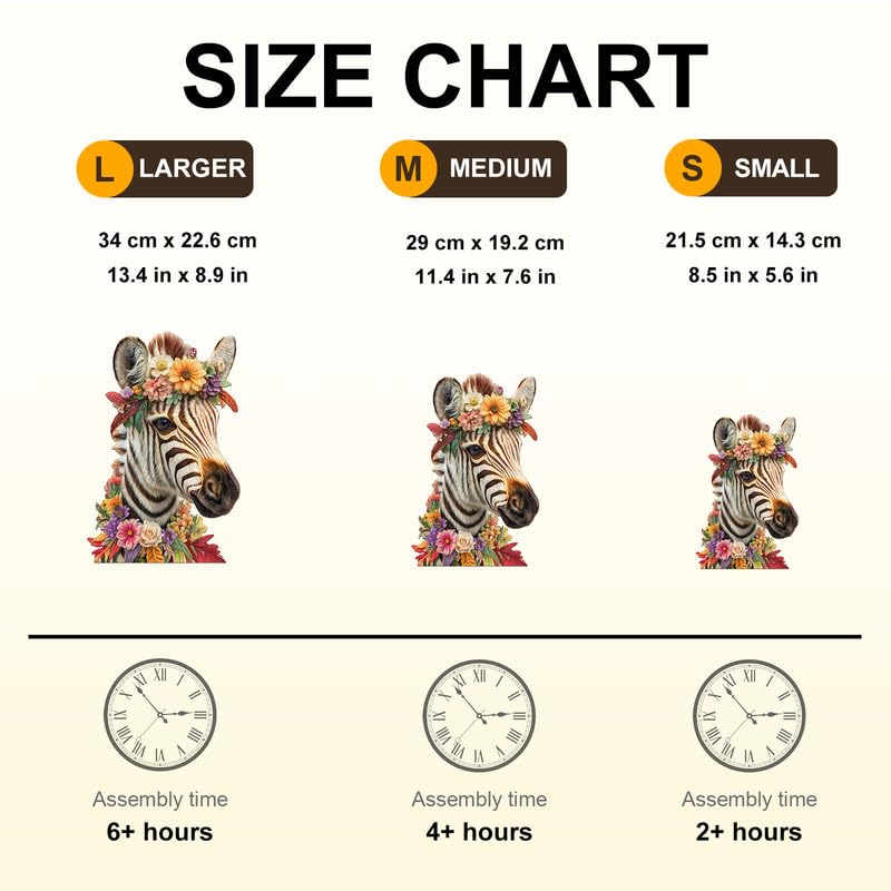 Jigfoxy Puzzle in legno per adulti, puzzle floreale zebrato con pezzi unici a forma di animale, rilassante gioco rompicapo, regalo di compleanno per familiari e amici (M-29 x 19,3 - 145 pezzi)