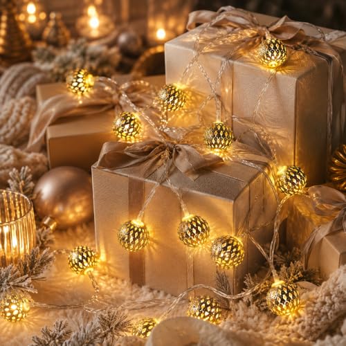 Image of One94Store 3 Meter 14 LED Maccoran Ball String Lights - Perfect for Indoor /Outdoor Decoration for Diwali, Christmas, Birthday, Navratri, and Valentine's Day Gifts(Warm White)