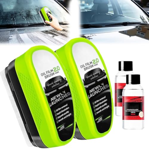 2 Set Clear Vision Windshield Cleaner Clear Vision Glass Cleaner Clearvision Glass Cleaner for Car Pure Vision Glass Cleaner with Reusable Automotive Oil Film Improving Windshield Clarity & Visibility
