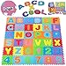 Deuba Alfombra Puzzle 36 Piezas con Letras y números extraíbles Alfombrilla de Juego de gomaespuma