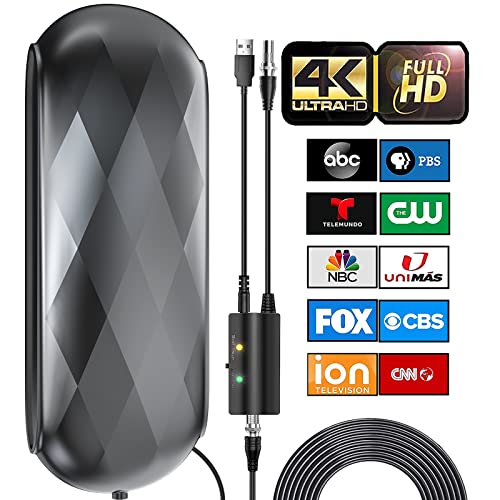 2025 TV Antenna Indoor, 2700+ Miles Long Range Digital Antenna for Smart TV Outdoor, HDTV Antennas Local Channels with Amplifier Signal Booster Support 8K 4K 1080p- 38ft Cable