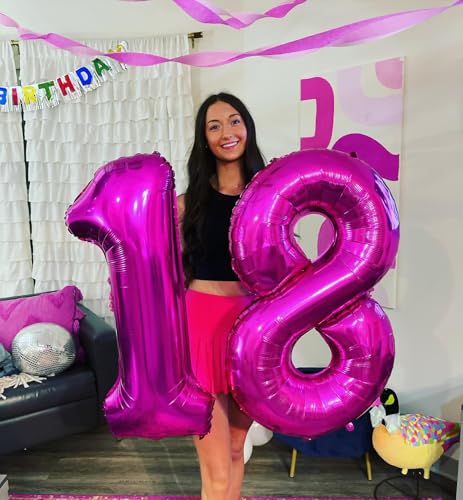 Image of Rosy Purple 6 Balloon, Number Balloons 40 Inch, 6th Balloons for Birthday Decorations, Rosy Purple Party Supplies 6 Birthday Balloon, Number 6 Balloon