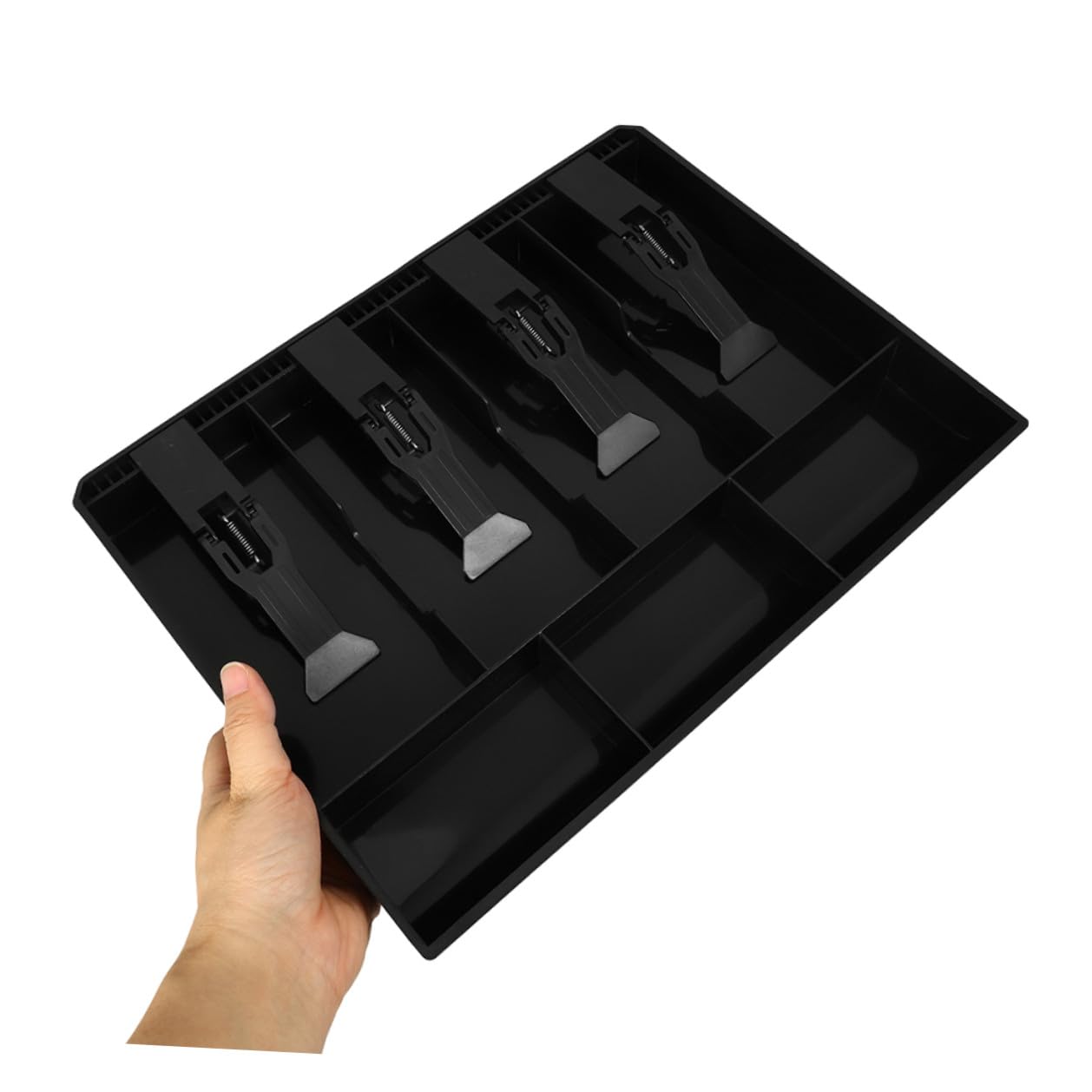 Organizer per Contanti con 9 Scomparti Scatola Porta Soldi da Scrivania in Plastica Resistente Cassetto Porta Soldi Multifunzione per Casa e Ufficio e Monete Set 2 Pezzi