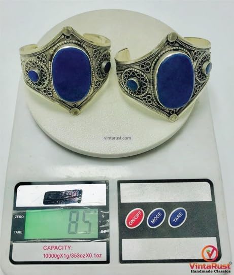 Lapis Lazuli Stone Handmade Cuff Bracelet, Kuchi Boho Cuff Bracelet, Ethnic Statement Cuff, Lapis Jewelry