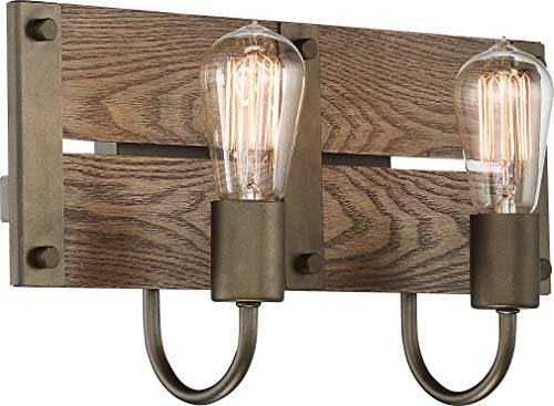 Image of Nuvo 60 /6428 Winchester 2-Light Vanity Fixture, Bronze & Aged-Wood Finish