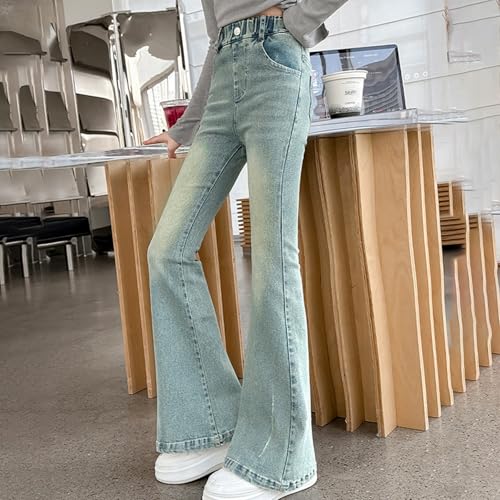 Elastic Waist Slim Boot-Cut Jeans for Teen Kids Girls Wash Tight Fitting Denim Pants Girls High Waist 𝗩intage Jeans4