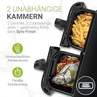 Juskys Airfryer 9 L Heißluftfritteuse mit 2 Kammern, 9 Programme – Ansicht 2