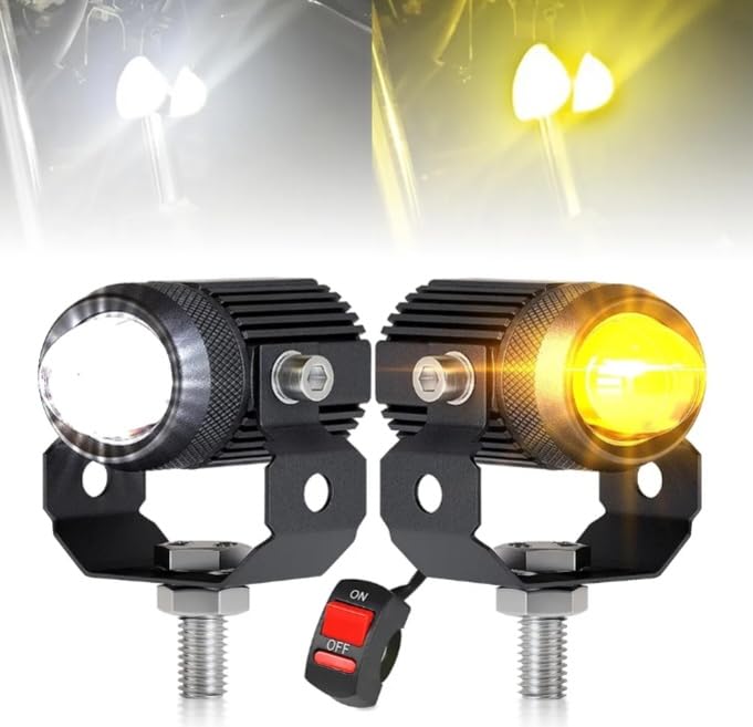 Image of Mini Driving 30W LED Fog Light for Bike and Car | White /Yellow Fog Lamp with Flashing Mode & Switch | Super Bright Driving Light