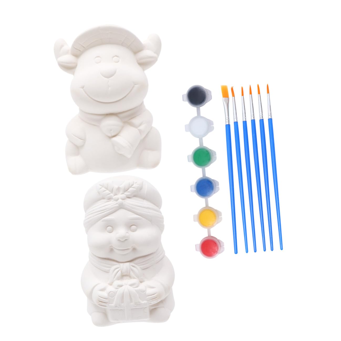 Milisten Kit Pittura Statue Natalizie 2 Pezzi in Ceramica da Dipingere Salvadanaio Decorativo per 3-12 Anni Gioco Creativo Sensoriale per attività Artistiche e Regali di Compleanno