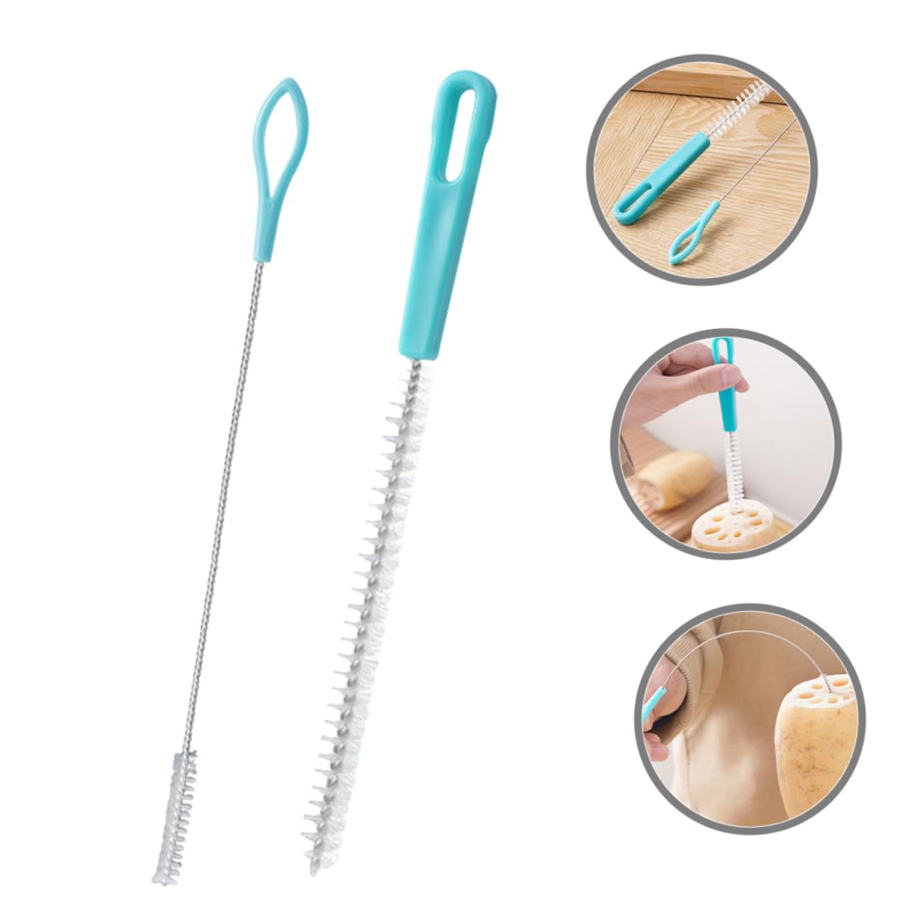 VICASKY Root Mud Cleaning Straw Cleaners 2pcs Fine Bristle Brush for Straws Tubes and Bath Scrubbing