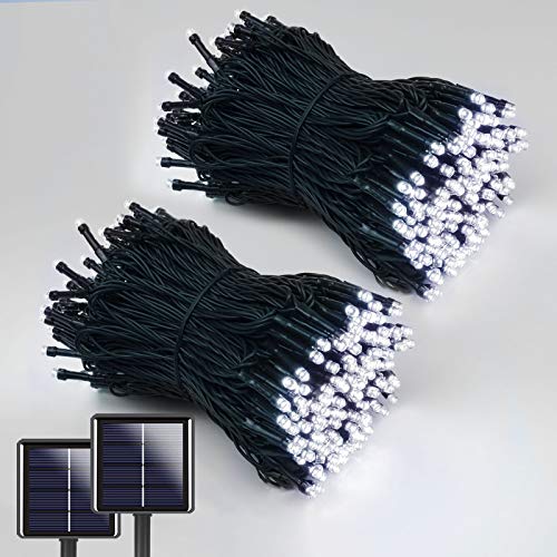 QINOL 2-Pack 400LED 72FT Solar String Lights Outdoor, Green Wire Solar String Mini Lights Outdoor, Waterproof 8 Modes Tree Ramadan Decorations Twinkle Lights (Cool White)