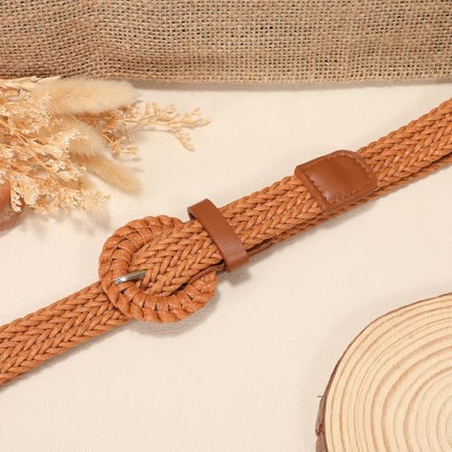 VONMELLI Braided Belt for Women, Woven Rattan Waist for Sunmmer Fashion Dress Jeans Thin Ladies Belts2