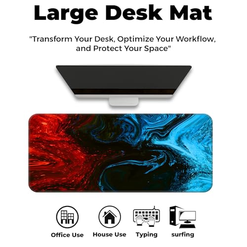 Image of Liquid Fusion [Red] Extended Gaming Mouse Pad - Large 80x33CM for PC, Laptop, Keyboard & Accessories - Dynamic Motion for Office & Desktop Use - Perfect Computer Gaming Mat & Desk Mat