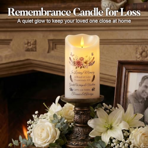 Image of Homemory Memorial Candle Bereavement Sympathy Gifts for Loss of Loved One, Real Wax LED Candle with Remote Memorial Gifts for Loss of Mother Loss of Father in Memory of Loved One Remembrance Gift
