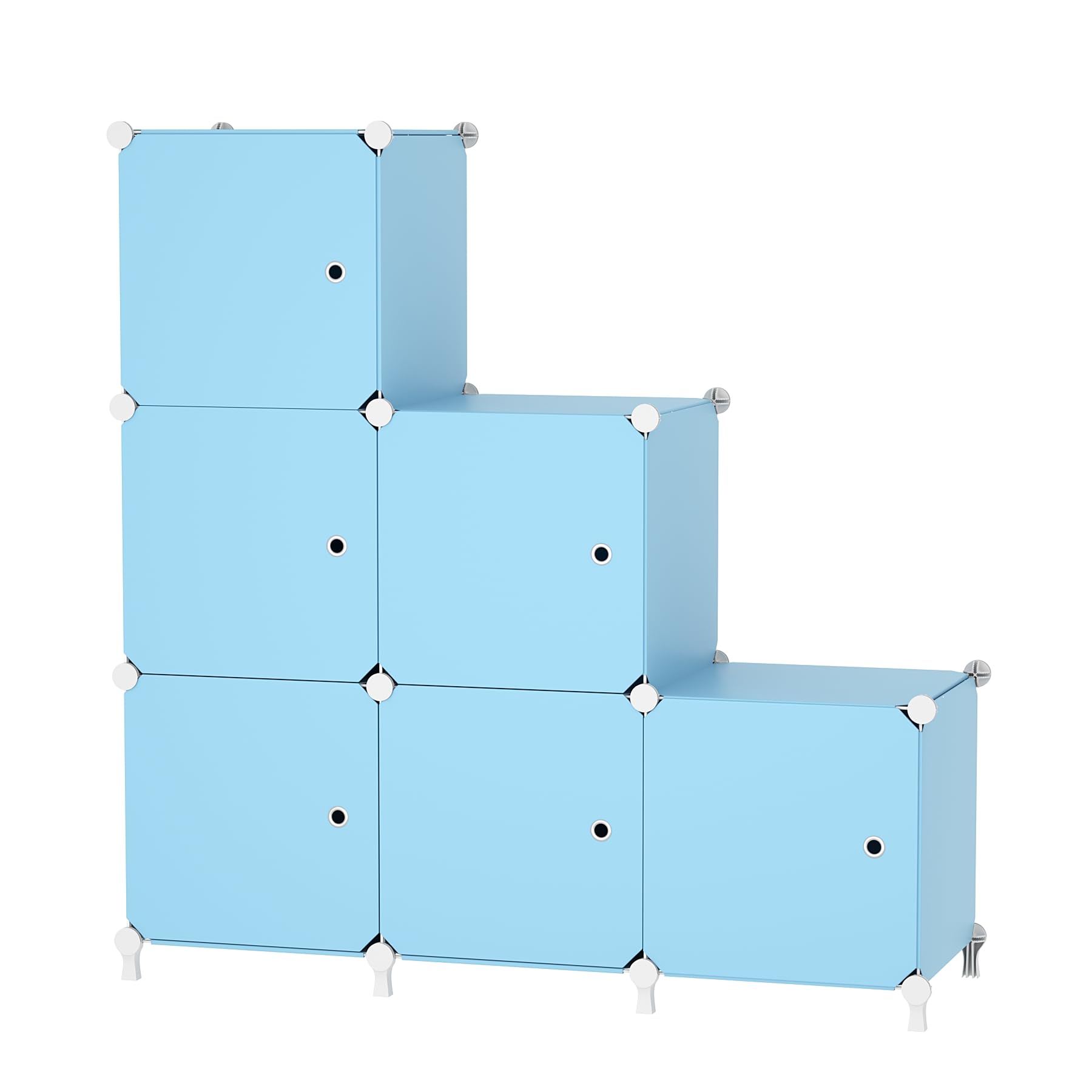 ATTDETJL 6er Würfel-Kleiderschrank mit Tür, Cube Aufbewahrungseinheit für Schlafzimmer & Untertreppen – Stapelbarer Kleiderschrank Organizer