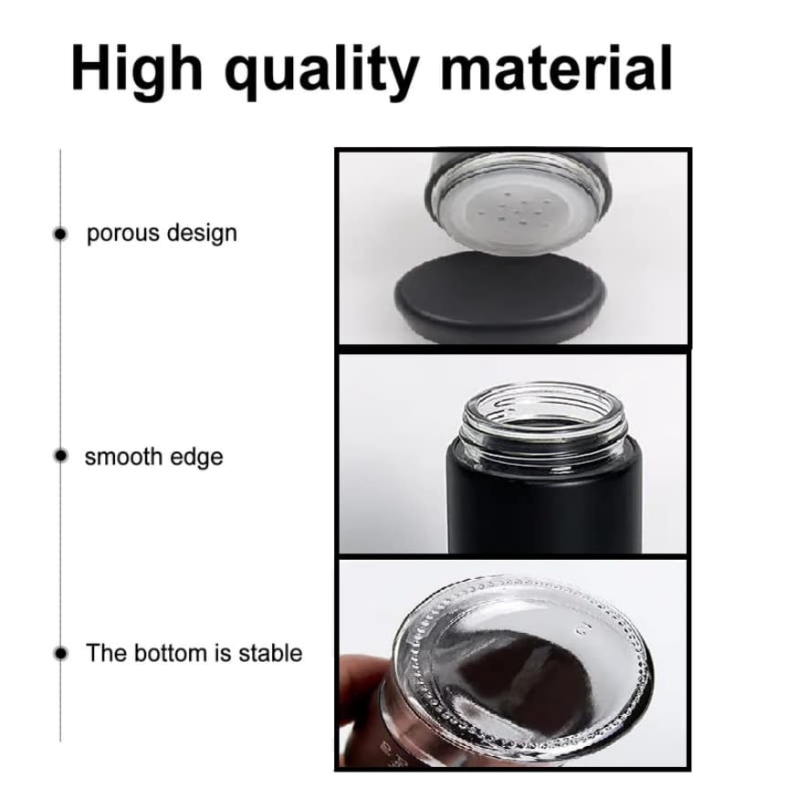 Image of Salt Shaker for Professional Chef - Stainless Steel Salt and Pepper Shaker, Moisture-Proof Holder Seasoning Condiment Set with Glass Bottom Spice Dispenser (Pack of 2, Black)