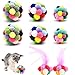 Pelota de Juguete de Gatos,Yueser 6 Piezas Bolas de Gato Bolas de Peluche y 2 Coloridos Pompones Balls con Campana y Pluma Bolas de Peluche Mullidas para Juguete Interactivo