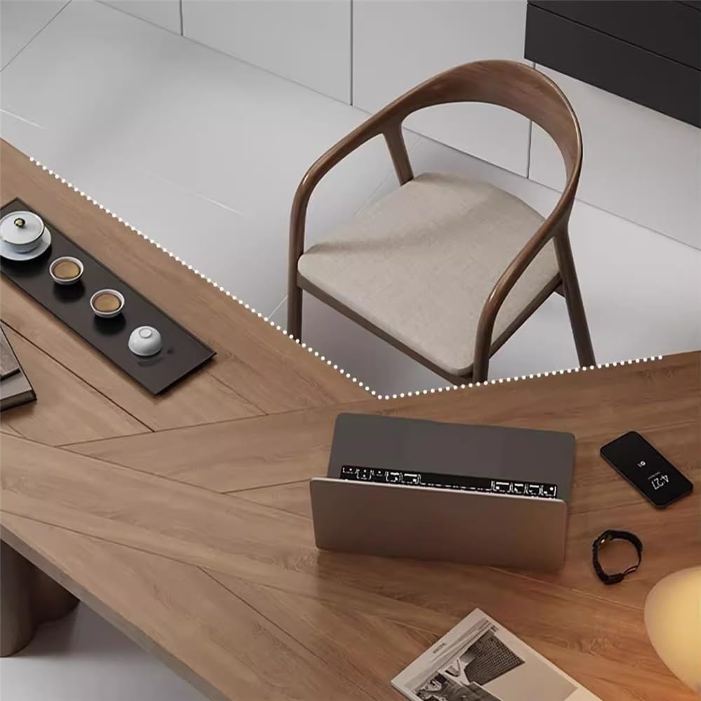 Biurko Minimalistyczne biurko z litego drewna ze stabilną ramą, nowoczesny nieregularny stolik pod laptopa do domowego biura Stolik do gier na laptopa(S)