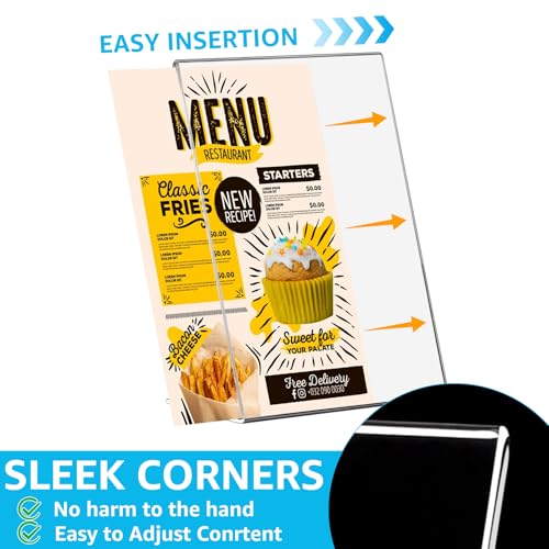 ZOFUN 10 Stück Aufsteller A4, Tischaufsteller A4 Acryl ständer A4, Schräg Tischaufsteller a4 Werbeständer/L-Ständer,Transparent Din A4 Aufsteller für Fotos, Cafés, Restaurants, Ausstellungen, Büros