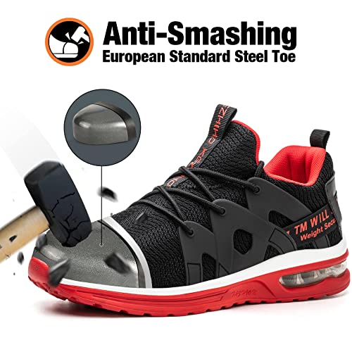 Kezhiho Steel Toe Shoes for Men Women Air Cushion Lightweight Work Shoes Comfortable Breathable Puncture Proof Slip Resistant Sneakers Indestructible Construction Industrial Safety Shoes2
