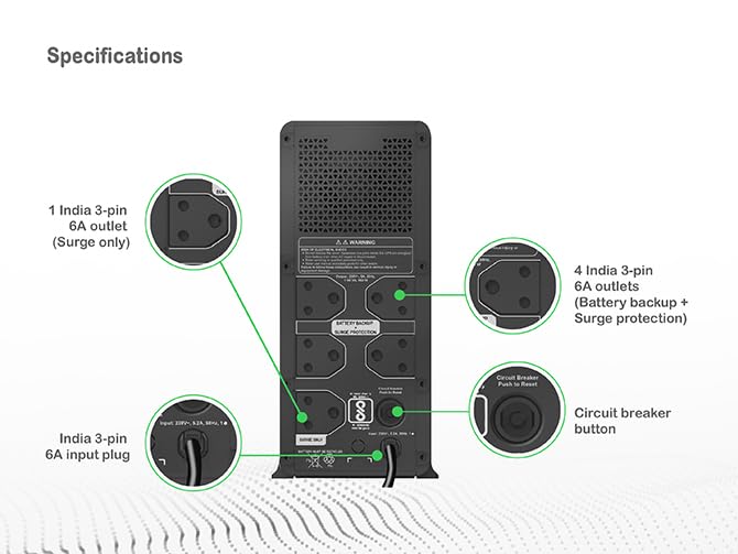 Image of APC Back-UPS BX1100C-IN 1100VA / 660W UPS | Backup for Desktop PC, WiFi Router & Home Office | 4 Power Backup Outlets | AVR Voltage Protection | 2 Year Warranty