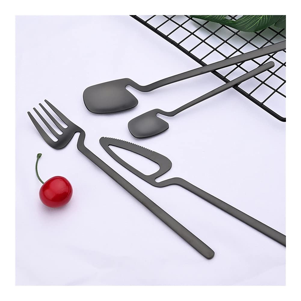 Łyżki 16 sztuk Czarny Zestaw sztućców Noże Desery Forksy łyżki obiadowe Zestaw 304 Zestaw stołowych ze stali nierdzewnej Zestaw Strona główna Kitchen Silverware Set Zestawy sztućców