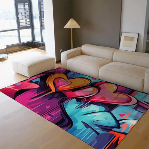 Tapis cœur antidérapant lavable pour un sol de salon sécurisé et propre