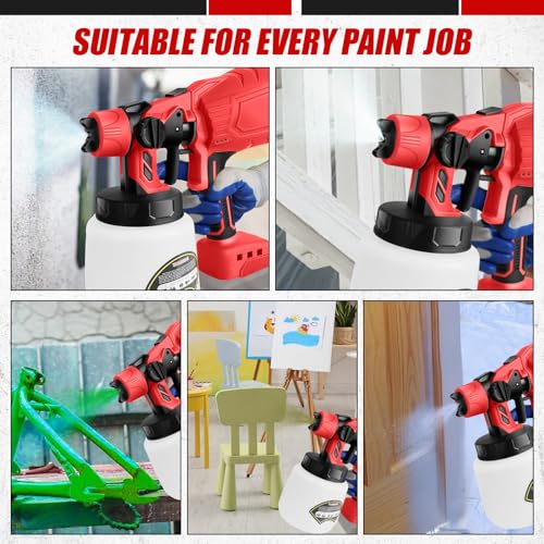 Cordless Paint Sprayer for Milwaukee M18 18V Battery, 300W HVLP Paint Sprayer Gun, Brushless Motor, 4 Nozzles, 3 Spray Patterns, NO BATTERY - Image 7