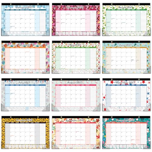 Image of GuassLee Desk Calendar 2026-2027, Desktop Calendar Monthly Pages 17 inch x 11.5 inch Runs from Jun.2026 to Dec. 2027-19 Monthly Hanging Calendar with Corner Protectors for School, Home and Office