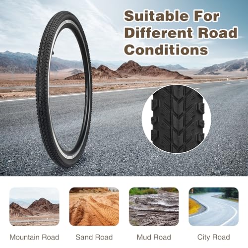 2 Pack 26×1.5 Bike Tire with Tubes City Bike Tire Mountain