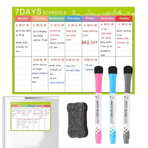 Calendário do branco Apagação seca, calendário magnético para geladeira - Bridel de frigorífico apag