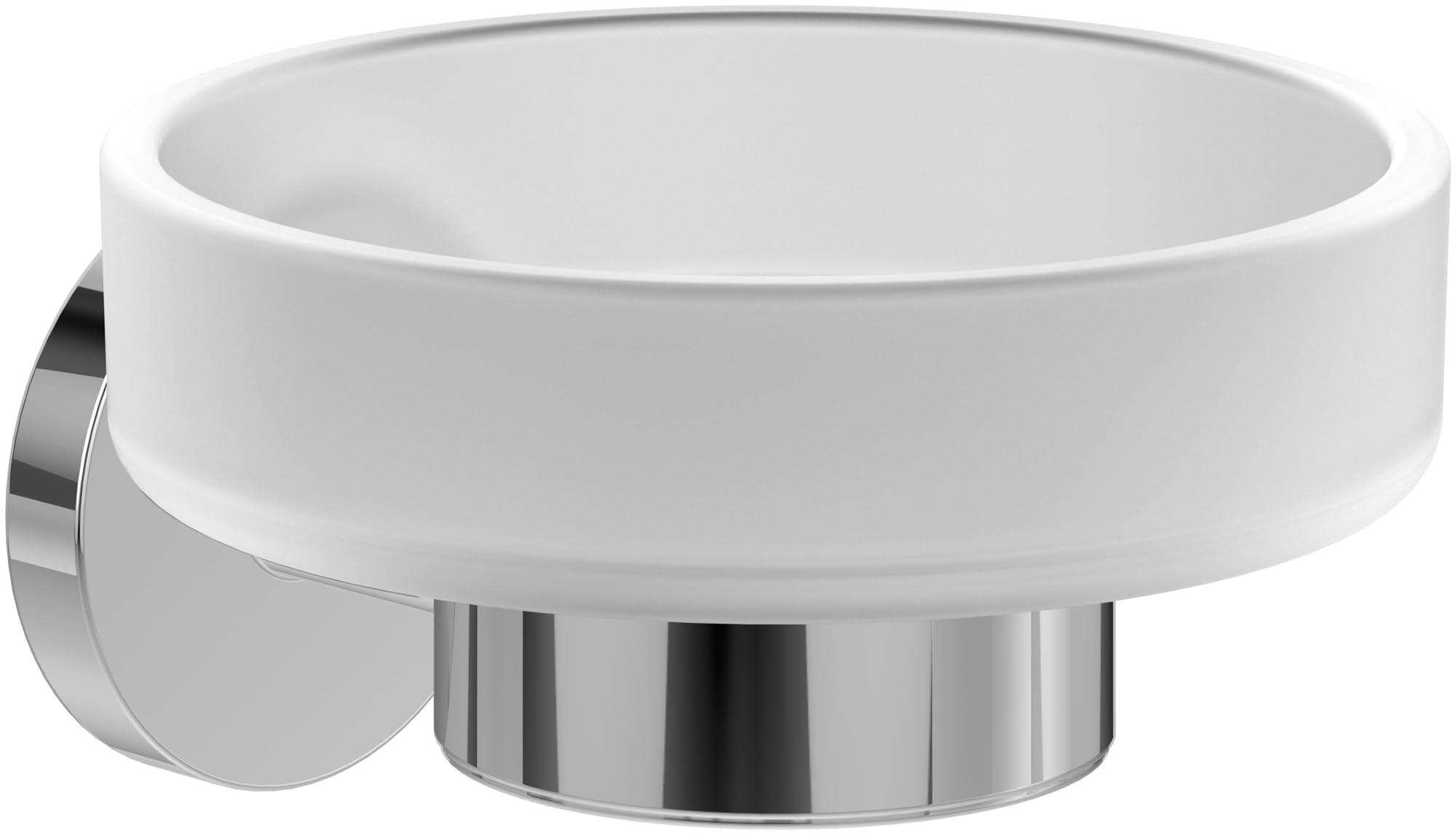 Villeroy & Boch Elements - Tender soap dish, soap storage for wall installation, soap holder made from satin-finished glass with zinc holder, round, Chrome