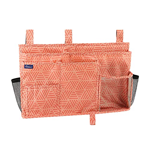 Image of Surblue Bedside Caddy Hanging Bed Organizer Storage Bag Pocket for Bunk and Hospital Beds, College Dorm Rooms Baby Bed Rails,Camp(8 Pockets),Orange Plaid