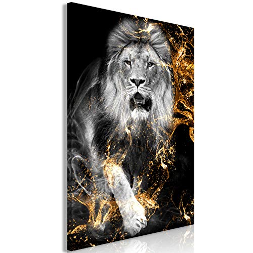 murando Impression sur toile intissee Lion 60x90 cm 1 partie tableaux decoration murale photo image artistique photographie graphique Animale Abstrait noir or Portrait g-C-0310-b-a